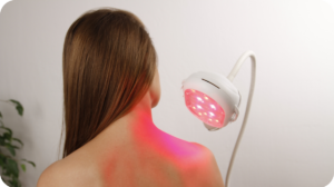 woman doing red light therapy