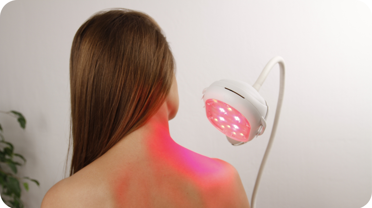 woman doing red light therapy